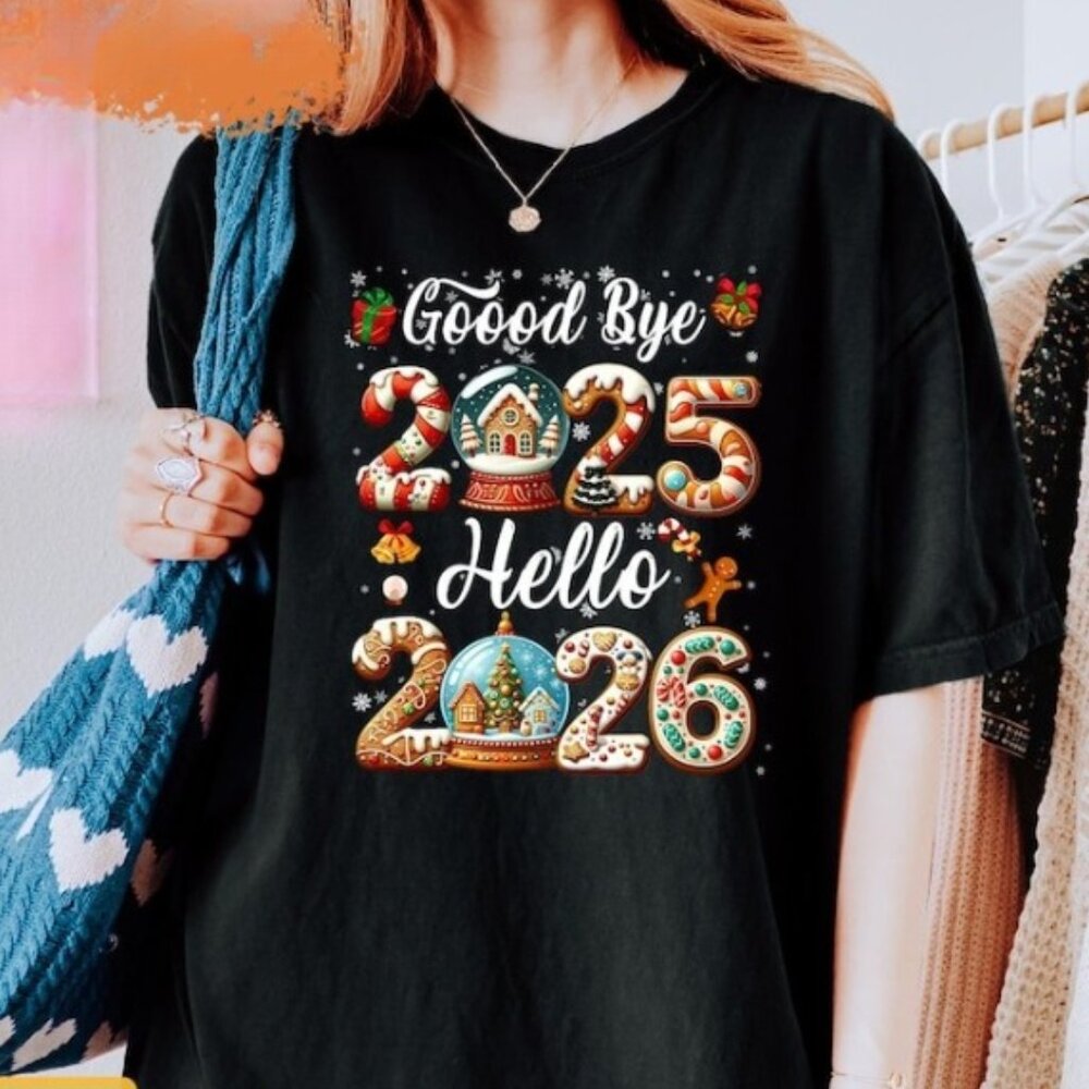Retro Good Bye 2025 Hello 2026 Shirt, Merry Christmas Shirt